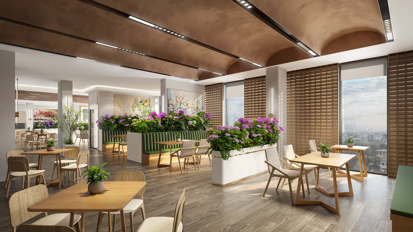 Phối cảnh sảnh tiệc Banquet Hall sức chứa 60 khách tại SkySOLIS