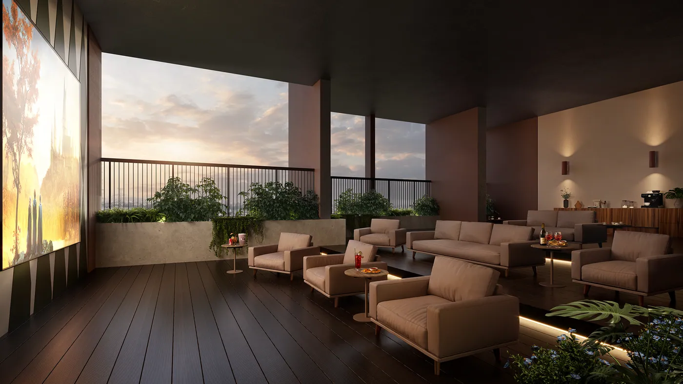 Phối cảnh rạp chiếu phim ngoài trời trên tầng cao của SkySOLIS